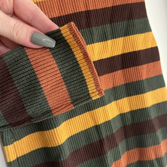 Derek Heart Bodycon Dress Ribbed Long Sleeve Stripes Medium - Picture 2 of 7